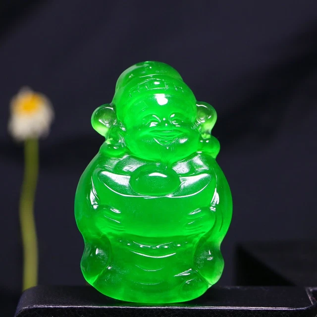 Perfect High Ice China Jadeite Jade Hand Carving The God Of Wealth Pendant M420