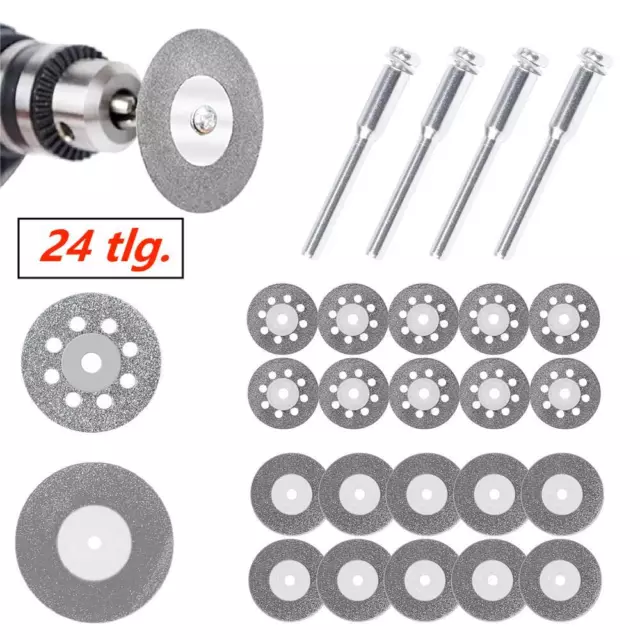 24Set Trennscheibe Metall Diamantscheibe Mini Schneidscheibe für Dremel Zubehör