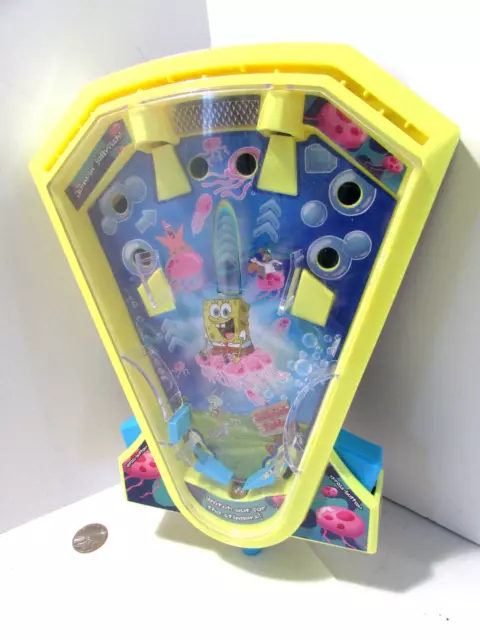 SpongeBob SquarePants Table Top Toy PinBall Machine Hand-held Manual HTF