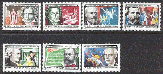 Mongolia 1981 Composers/Music 7v set ref:n17513