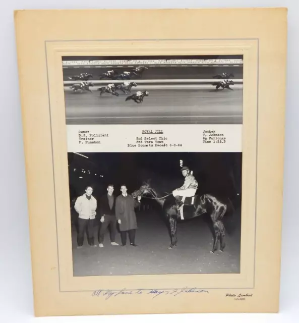 Vintage 1964 Blue Bonnets Race Track Horse Racing Photo B&W Matted 11" X 13"