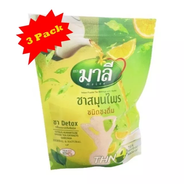3 Pack Malee Tea Detox Thai Herbal Instant Natural Weight Loss Control