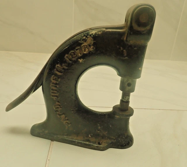 ANTIQUE CAST IRON Tubular Rivet Punch Press Tool Pat. 1878 £47.92