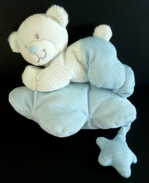X5 . DOUDOU PELUCHE OURS TEX BABY MUSICAL Pyjama bleu blanc nuage étoile - TTBE