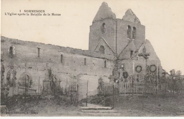CPA 51 SUMSOUS The Church after the Battle of the Marne