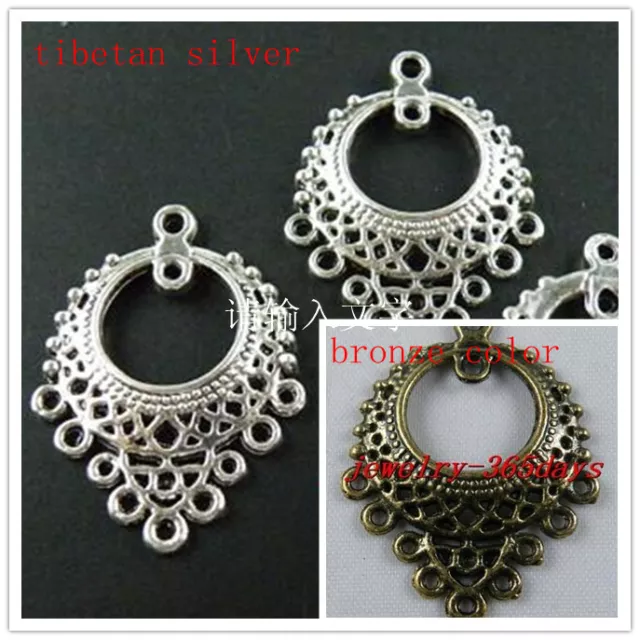 30pcs Tibetan Silver/Bronze Color Earring Connectors 33x25mm 5137