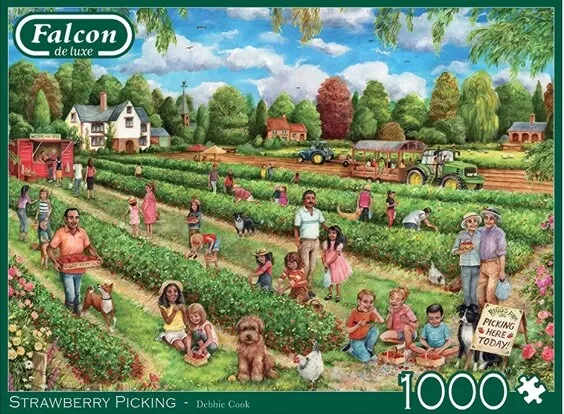 New “Strawberry Picking” Falcon Deluxe 1000 Piece jigsaw puzzle Debbie Cook New