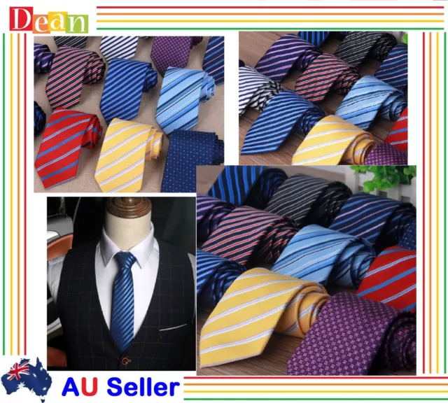 Mens Patterned Business Formal Ties Striped Woven Silk Tie Necktie Pattern AU