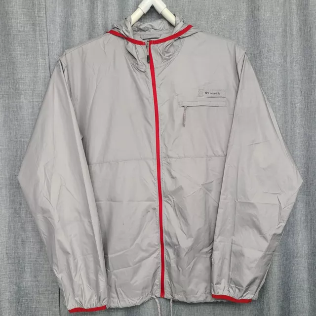 Columbia Men's XL Rain Jacket Gray & Red