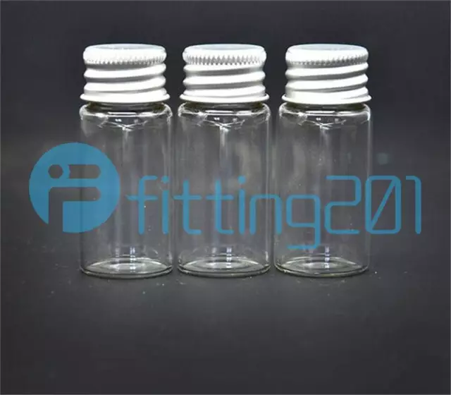 48Pcs 22x50mm 10ml Small Clear Message Bottles Glass Vials With Screw Caps New