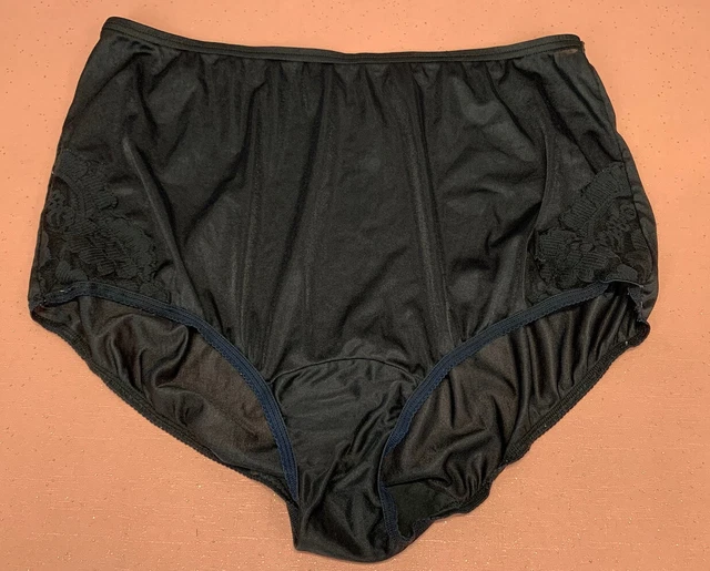 VINTAGE VANITY FAIR Black Nylon Semi Sheer High Waisted Panties Granny