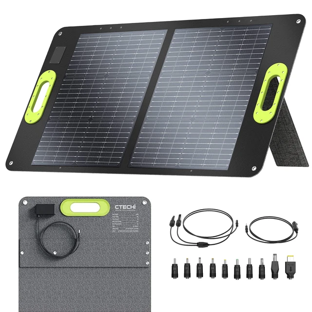 CTECHi Panneau Solaire Pliable 60W, Kit de Chargeur Solaire, étanche IP67