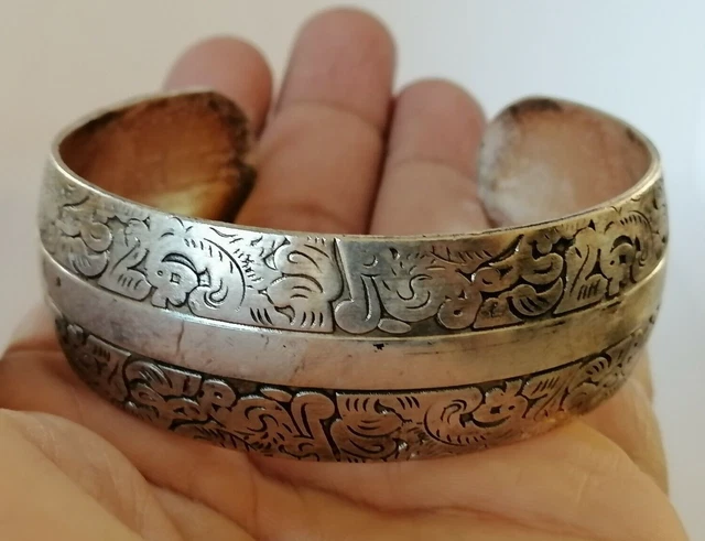 Rare Ancient Old Antique Silver Bracelet Viking Artifact Authentic Very Stunning