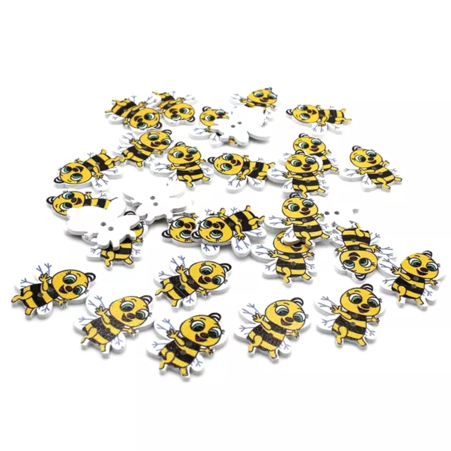 For Clothing Accessories Holes Sewing Wooden Buttons Cartoon Bee Cute