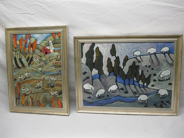 2 Kimberlee Forney Painting Giclee Print on Canvas Cow Art Burlington Vt Vtg 06