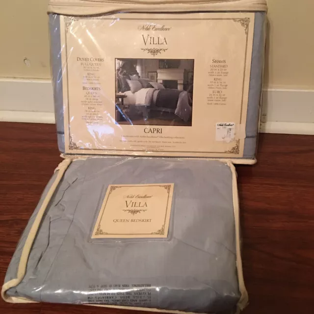 NIP Noble Excellence VILLA Capri Blue Cotton 4pc Full/Queen Duvet Set 3