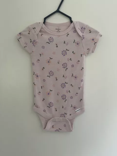 Gerber Baby Girls Floral 100% Cotton Short Sleeve Bodysuit Light Pink 3-6M