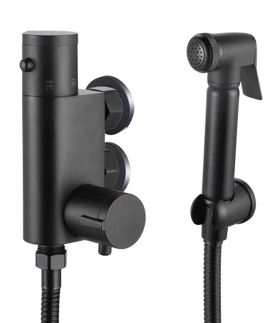 DOUCHE BIDET SHATTAF Matt Black Muslim Shower Spray Brass Thermostatic
