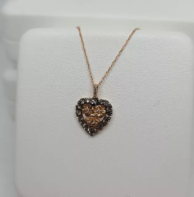 Le Vian Diamond Heart Pendant Necklace 1/2 ct tw Round 14K Strawberry Gold  19