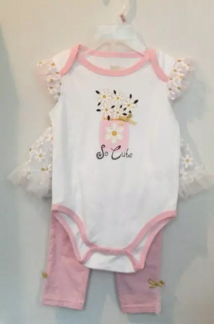 New SO CUTE DDG Darlings 6/9 months 2pc Infant Baby Girl Bodysuit + Tutu Pants