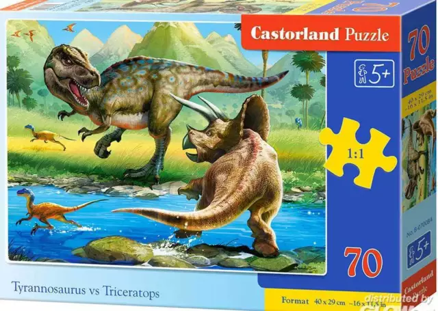 Castorland Puzzle Tyrannosaure Contre Tricératops 70 Pièces Ab 5 Ans Taille