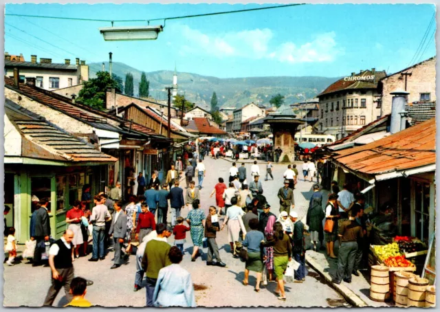 Sarajevo Bascarsija Bosnia and Herzegovina Old Bazaar Street View Postcard