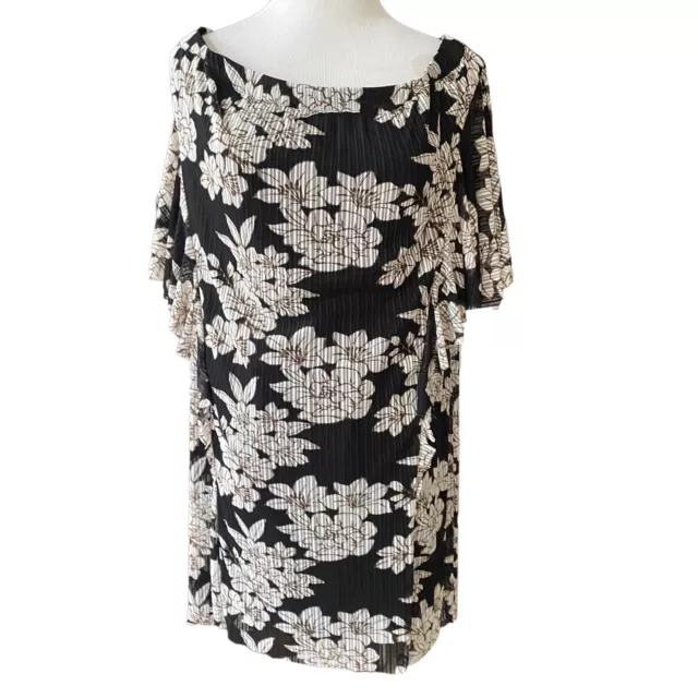 Moon River Womens Medium Black White Floral Off Shoulder Tunic top Lined NWT 3