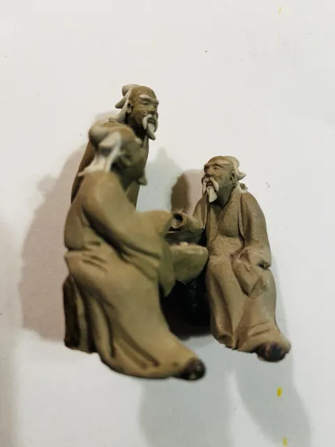 VERY RARE!! Figural Men  Clay Pottery Statue Figure Chinese Checkers Wise Man