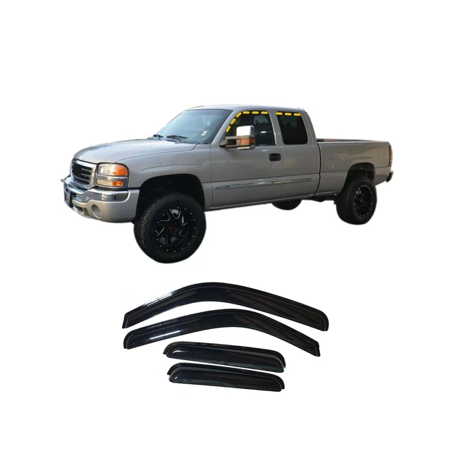 Rain Guards for GMC Sierra Extended Cab 1999-2006 (4PCs) Smoke Tinted Tape-On St