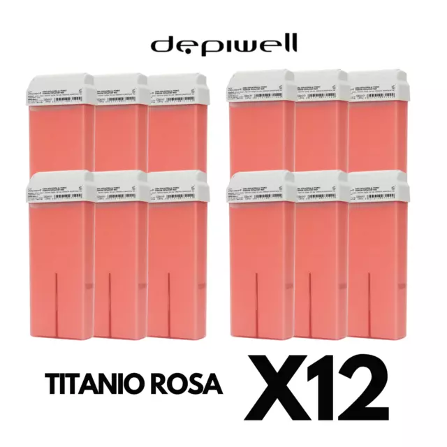 X12 DEPIWELL Cire à Épiler Soluble Rouleau Recharge Titane Rosa 12PZ