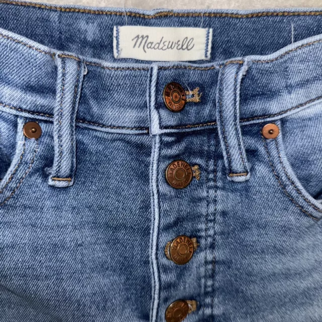 Madewell Womens 10" High Rise Skinny Blue Med Wash Raw Hem Button Fly Jeans 27