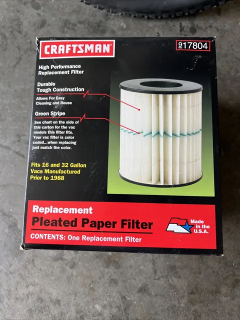 Sears Craftsman Wet/Dry Vacuum Filter 917804 Fits 16 & 32 Gallon