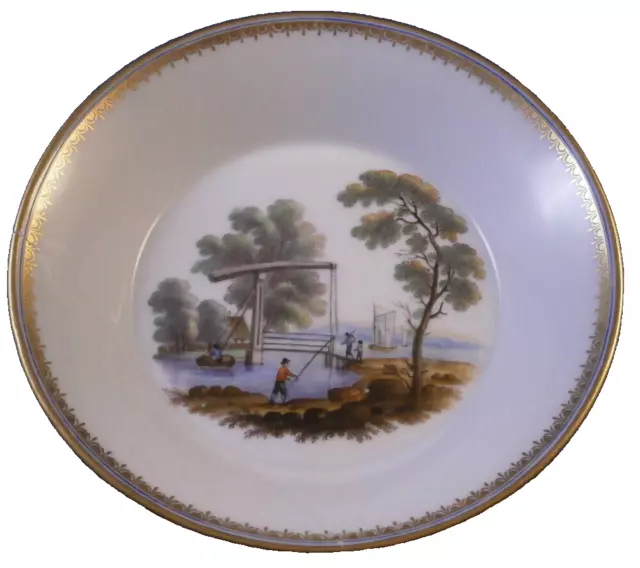 Antique 18thC KPM Berlin Porcelain Scenic Saucer Porzellan Unterteller Scene