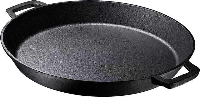 Pre Seasoned Cast Iron 16 inch Skillet Dual large loop Handled Durable Pan Black