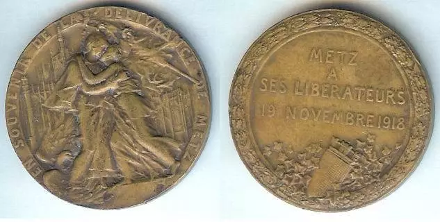 Médaille de table - METZ 19 novembre 1918 en souvenir de la délivrance