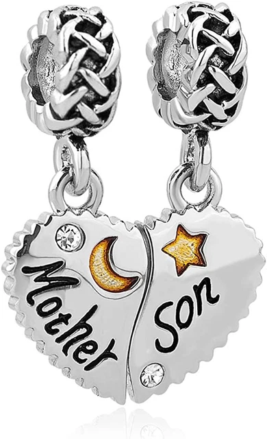 Heart Mother Son Charm Use With Pandora Bracelet Mom Love You To The Moon New.