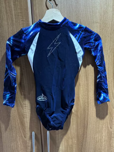 Milano Girls Gymnastics Leotard Velour Lycra Navy 28” Used (Rarely) Long Sleeved