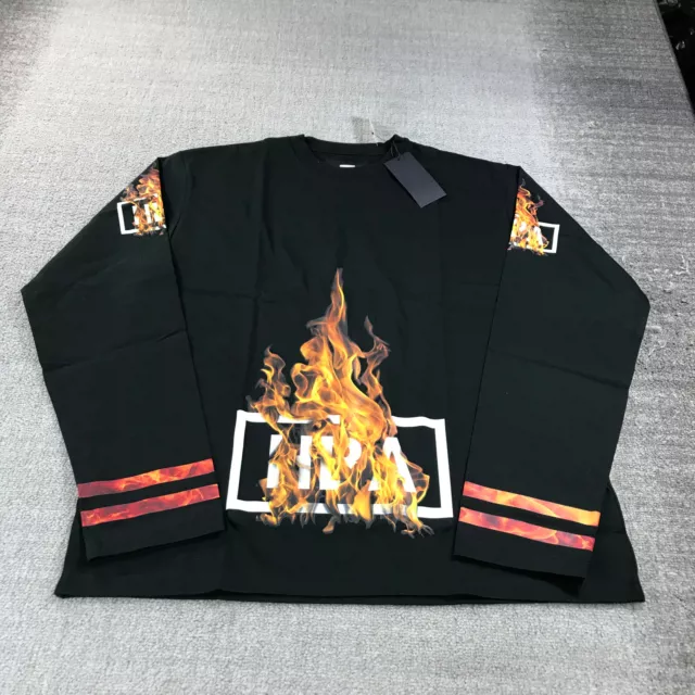 Hood By Air Shirt Mens Extra Large Ablaze Box Logo Flames Hockey Stripe HBA 3