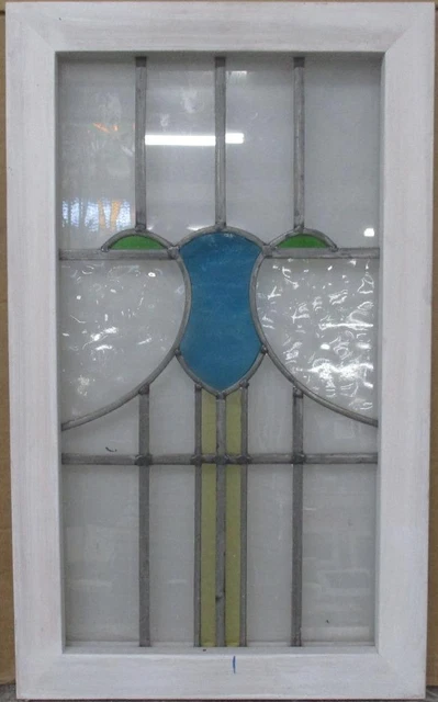 MIDSIZE OLD ENGLISH LEADED STAINED GLASS WINDOW Simple Abstract 15" x 25"