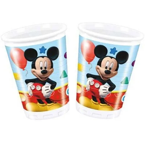 8 Bicchieri in plastica da 200 ml Topolino Mickey Mouse Club House