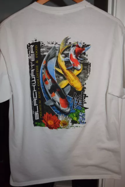 Blackwater Fish Koi Goldfish Food t shirt Foster & Smith t shirt Lg M/L EUC