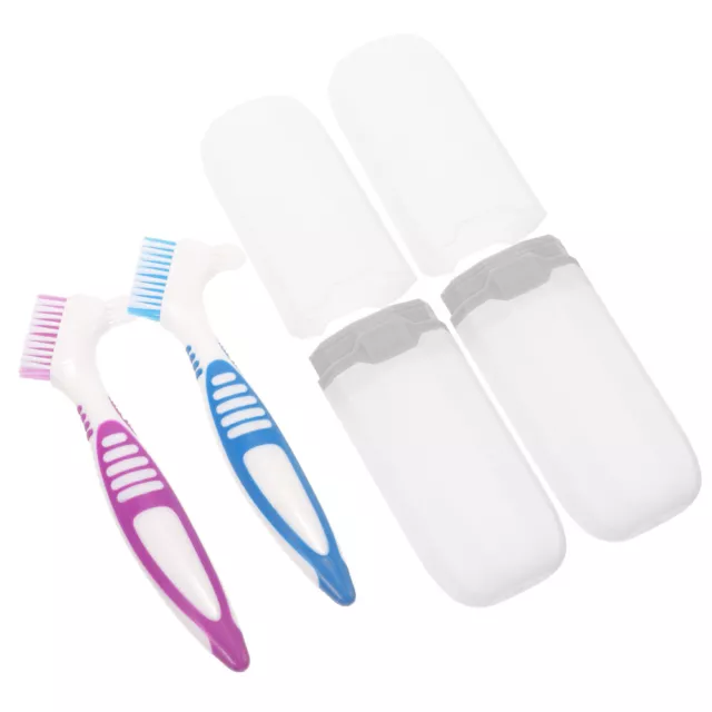 2 juegos de cepillos de dientes de prótesis portátiles de doble cara viajes orgánicos incorrectos