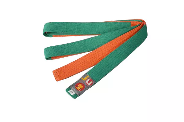 SALE! Ju-Sports Budo-Gürtel orange/grün Karate Judo - Ju-Jutsu - Taekwondo