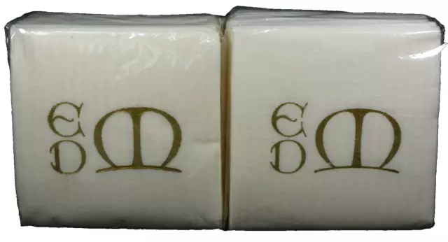 2 Packs White"EDM EMD” Monogram Bar Beverage Party Cocktail Paper Napkins 5”X 5”
