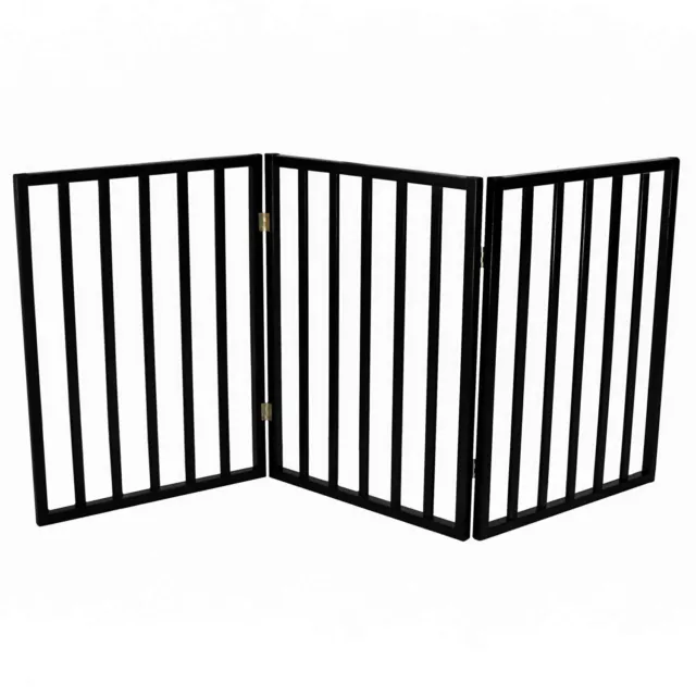 NEW! Black Dog Safety Folding Wooden Pet Gate Portable Indoor Barrier