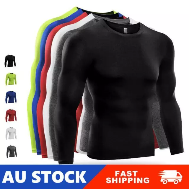 Men Long Sleeve Compression Shirt Base-Layer Tight Tops Fitness Sport Activewear