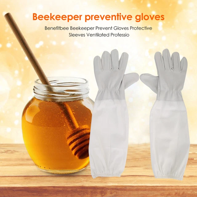 1 par de guantes de protección de apicultura de cuero de algodón para profesionales