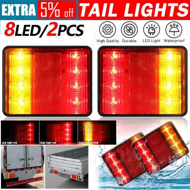 Pair 12V Led Trailer Lights Light Square Tail Stop Indicator Truck Lamp Kit Au