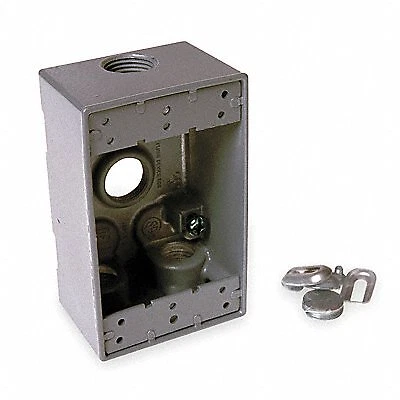 Weatherproof Electrical Box: 1 Gangs, 1/2 in Hub Size, 4 Inlets, 4.5 in Lg, 2.75