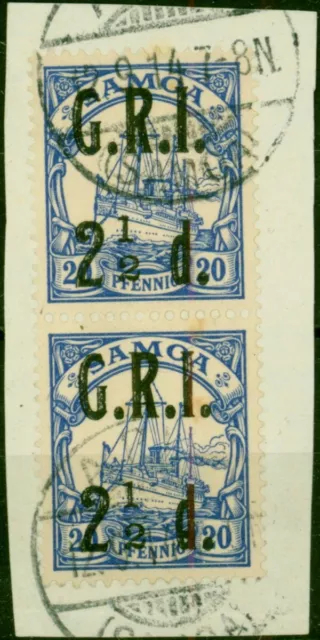 Samoa 1914 2 1/2d on 20pf Ultramarine SG104a 'No Fraction Bar' V.F.U in Pair ...